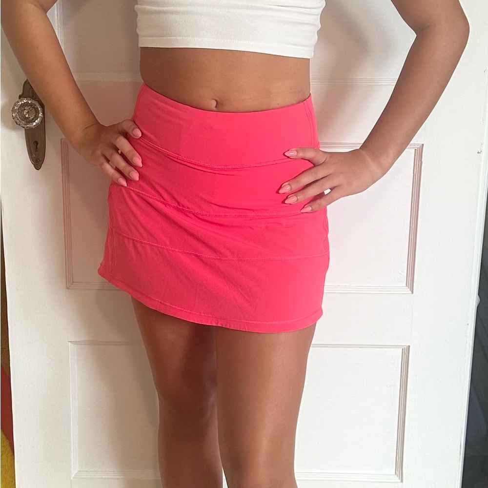 lululemon Pace Rival Mid-Rise Skirt Long with Built-in Shorts, Size 0,Glaze Pink